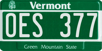 VT license plate OES377