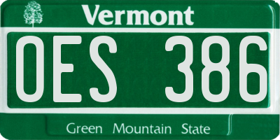 VT license plate OES386