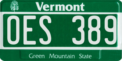 VT license plate OES389