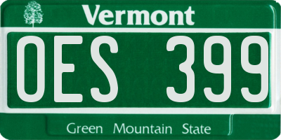 VT license plate OES399