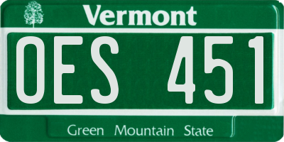 VT license plate OES451