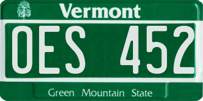 VT license plate OES452