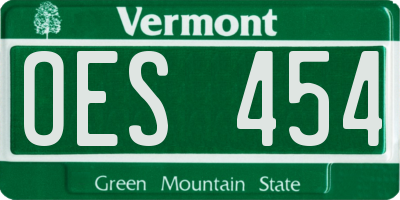VT license plate OES454