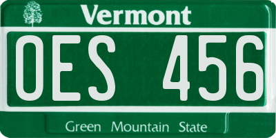 VT license plate OES456