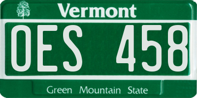 VT license plate OES458