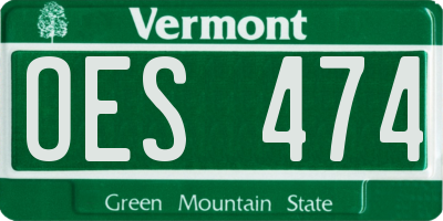VT license plate OES474