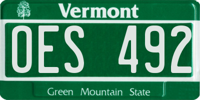 VT license plate OES492