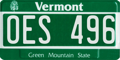 VT license plate OES496