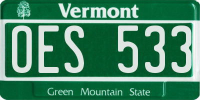 VT license plate OES533