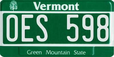 VT license plate OES598
