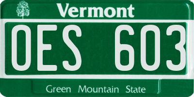 VT license plate OES603