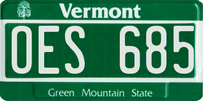 VT license plate OES685