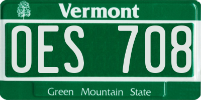 VT license plate OES708