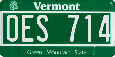 VT license plate OES714