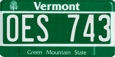 VT license plate OES743