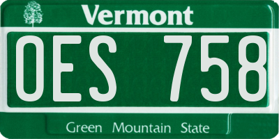 VT license plate OES758