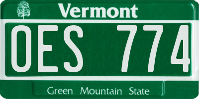 VT license plate OES774