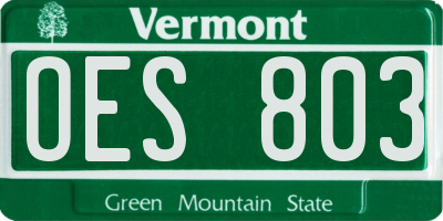VT license plate OES803