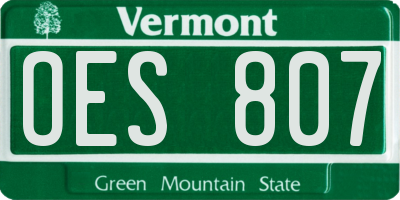 VT license plate OES807