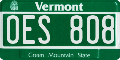VT license plate OES808