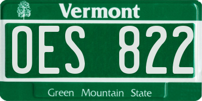VT license plate OES822