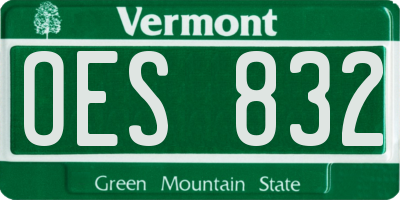 VT license plate OES832