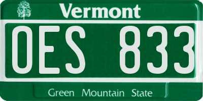 VT license plate OES833
