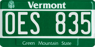 VT license plate OES835