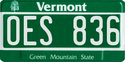 VT license plate OES836