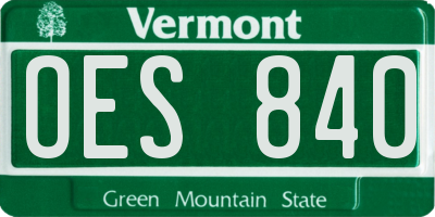 VT license plate OES840