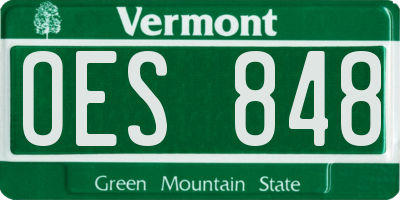 VT license plate OES848