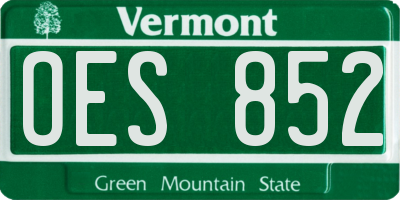 VT license plate OES852