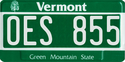 VT license plate OES855