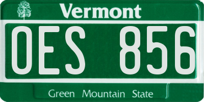 VT license plate OES856