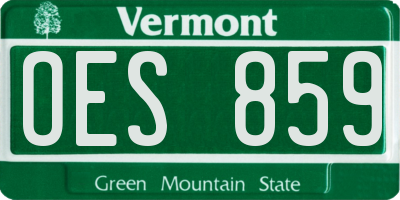 VT license plate OES859