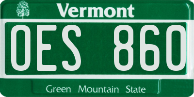 VT license plate OES860