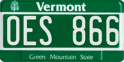 VT license plate OES866
