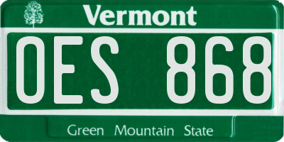 VT license plate OES868
