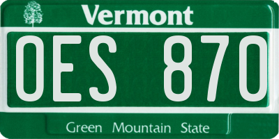 VT license plate OES870