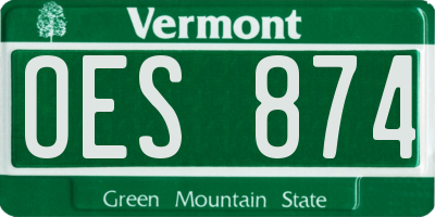 VT license plate OES874