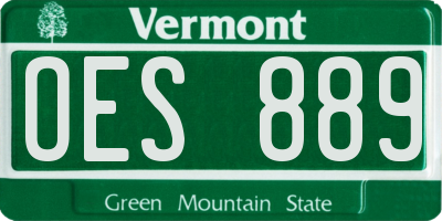 VT license plate OES889