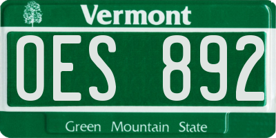 VT license plate OES892