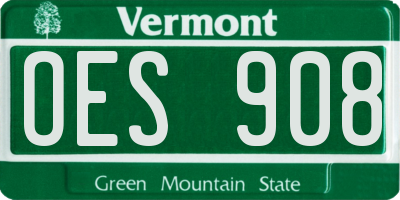 VT license plate OES908