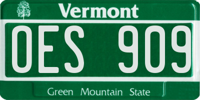 VT license plate OES909