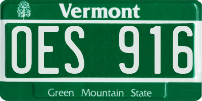 VT license plate OES916