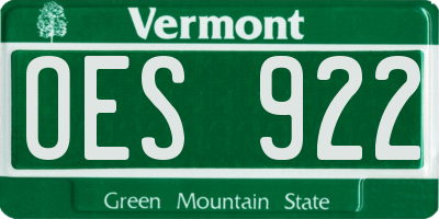 VT license plate OES922