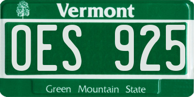 VT license plate OES925