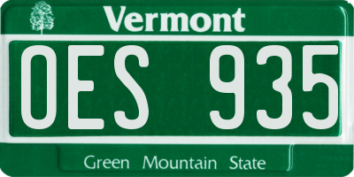 VT license plate OES935
