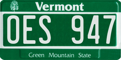 VT license plate OES947