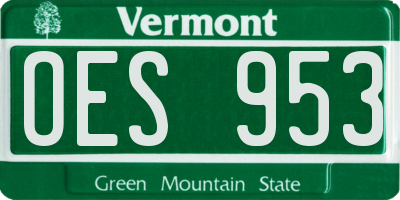 VT license plate OES953
